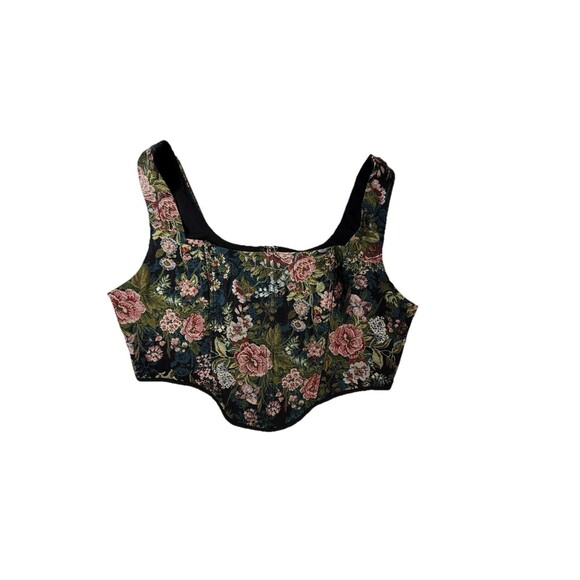 Fashion Nova Floral Corset Top 1XL Major Vibe Black/combo - Picture 3 of 5
